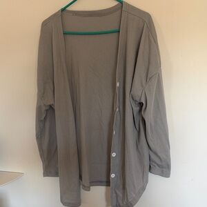 SHEIN Light Taupe Waffle Knit Button Cardigan